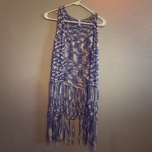 Blue and white cardigan